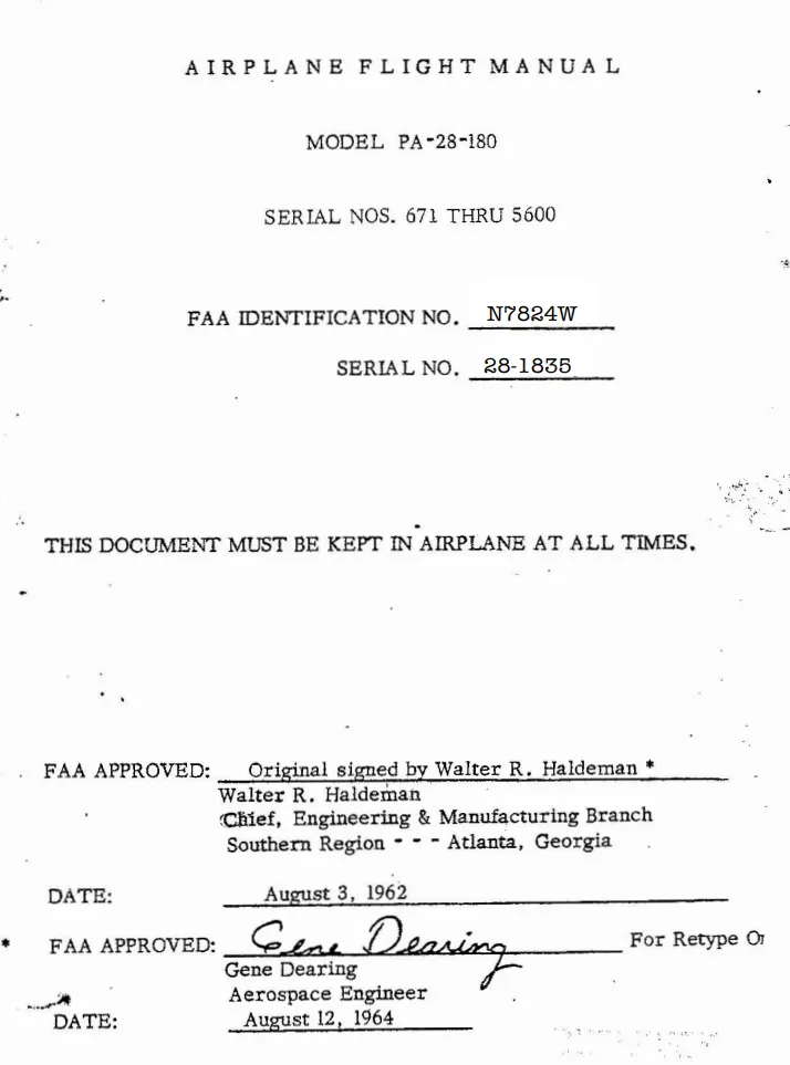 N7824W Aircraft Flight Manual